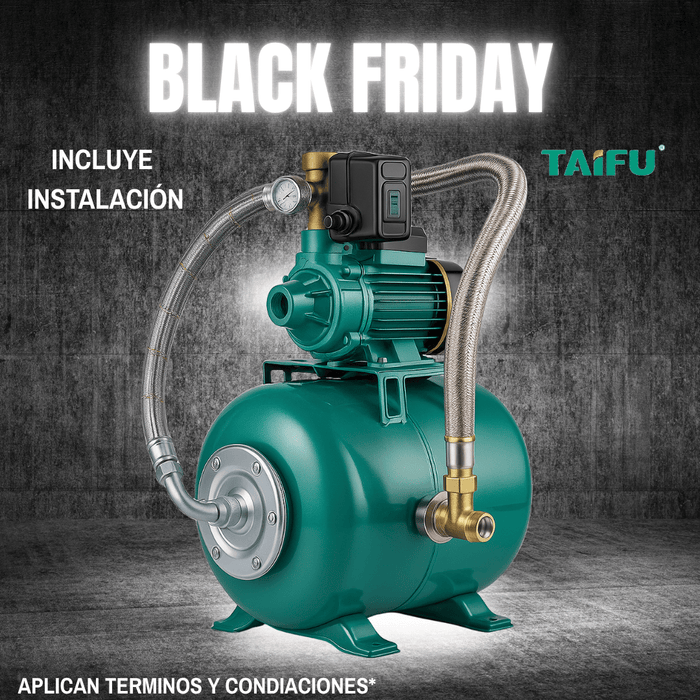 Equipo Hidroneumático con Bomba de Agua Periférica de 0.5 Hp con Tanque de 24 Lts, Taifu