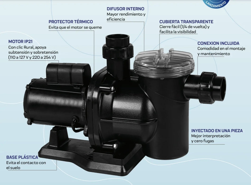 Bomba de Agua para Piscina de 0.7 a 1 Hp, Veico