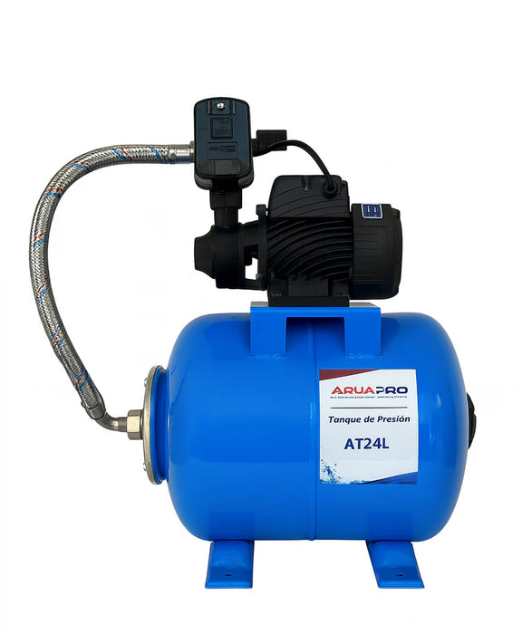 Equipo Hidroneumático con Bomba Periférica de 0.5 Hp y Tanque Hidroneumático de 24 Litros, Aquapro