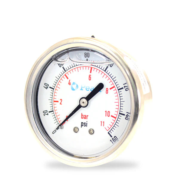 Manómetro en Glicerina de Alta Precisión de 0-100 a 0-300 Psi, Pearl